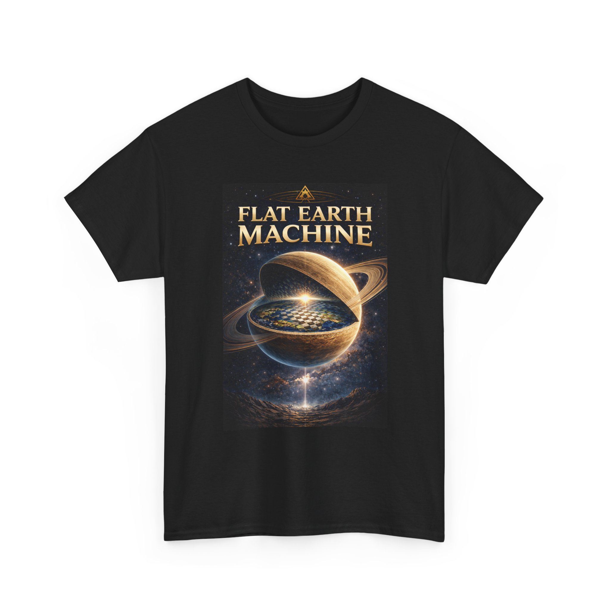 Flat Earth Machine Tee — Retro Cosmic Flat-Earth Graphic T-Shirt - Image 7