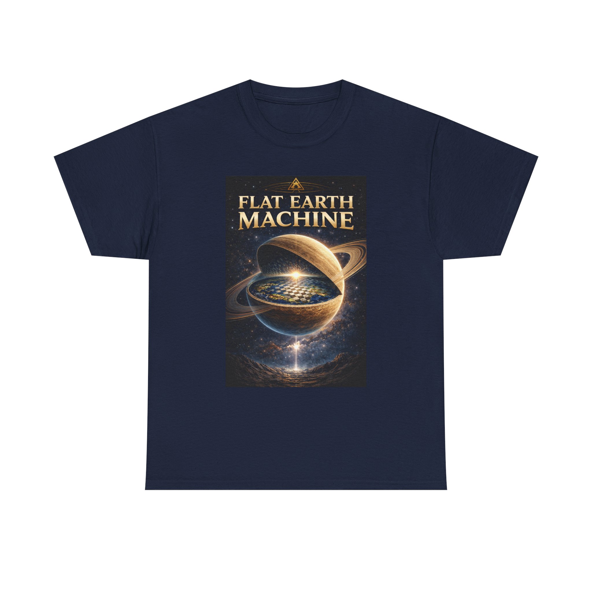 Flat Earth Machine Tee — Retro Cosmic Flat-Earth Graphic T-Shirt - Image 9