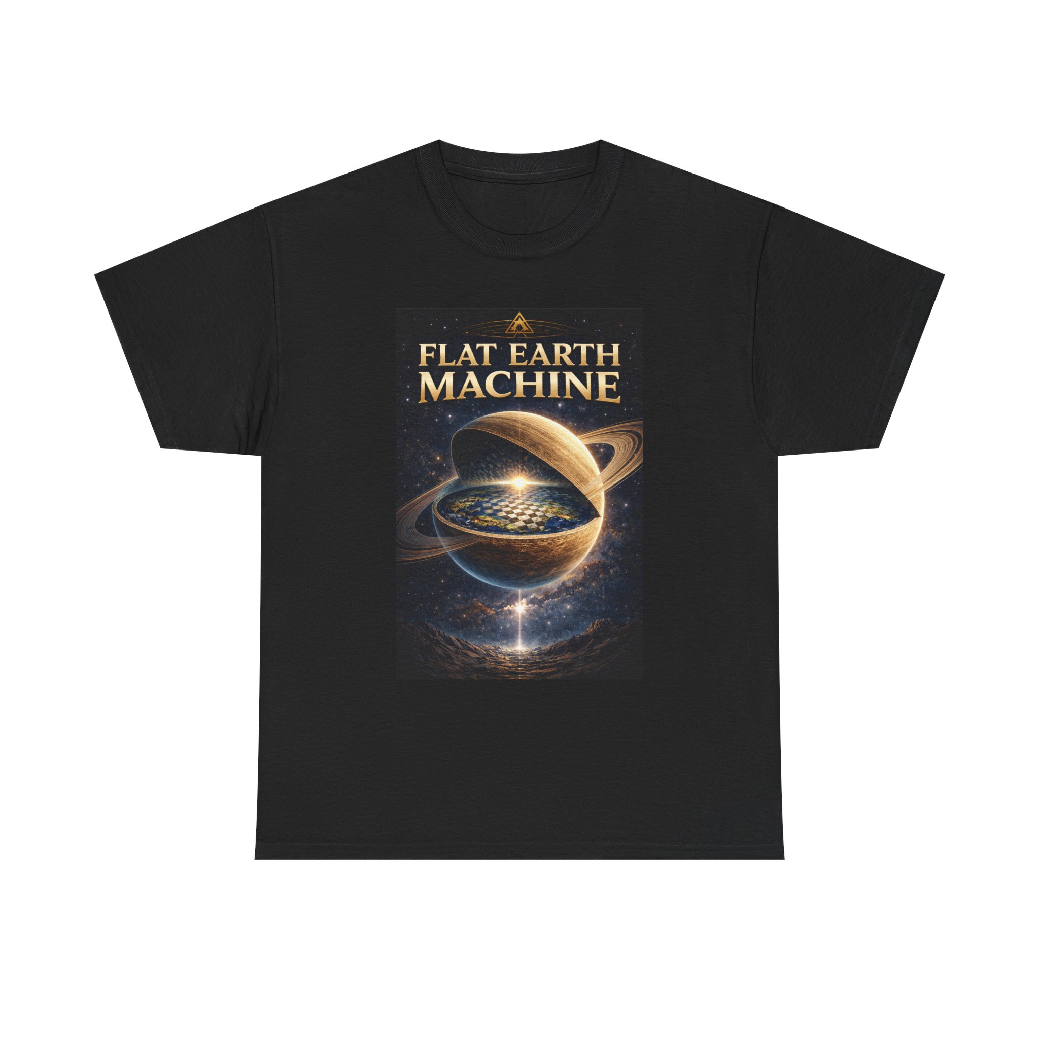 Flat Earth Machine Tee — Retro Cosmic Flat-Earth Graphic T-Shirt - Image 5
