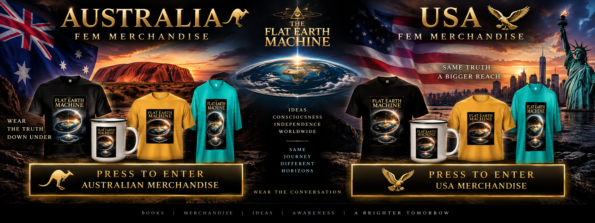 Flat Earth Machine Australian and USA merchandise shop